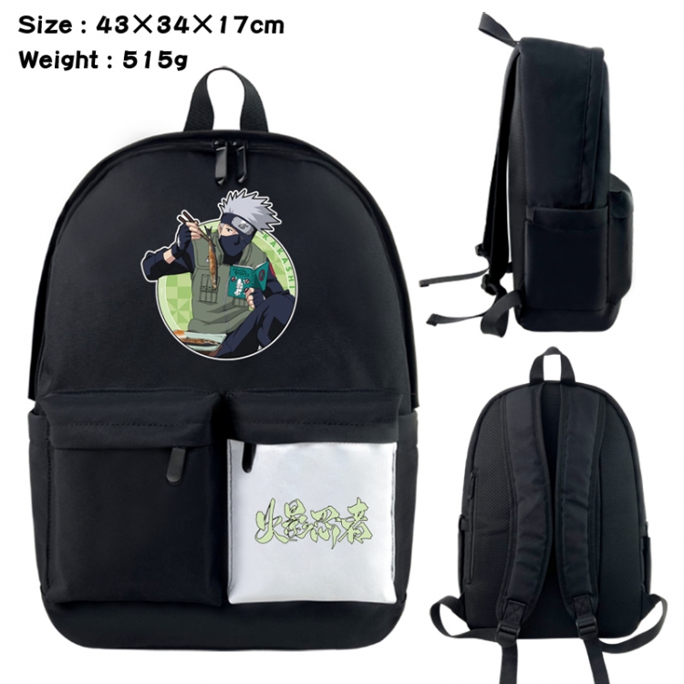 Naruto Anime black and white classic waterproof canvas backpack 43X34X17CM