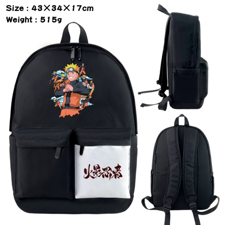 Naruto Anime black and white classic waterproof canvas backpack 43X34X17CM