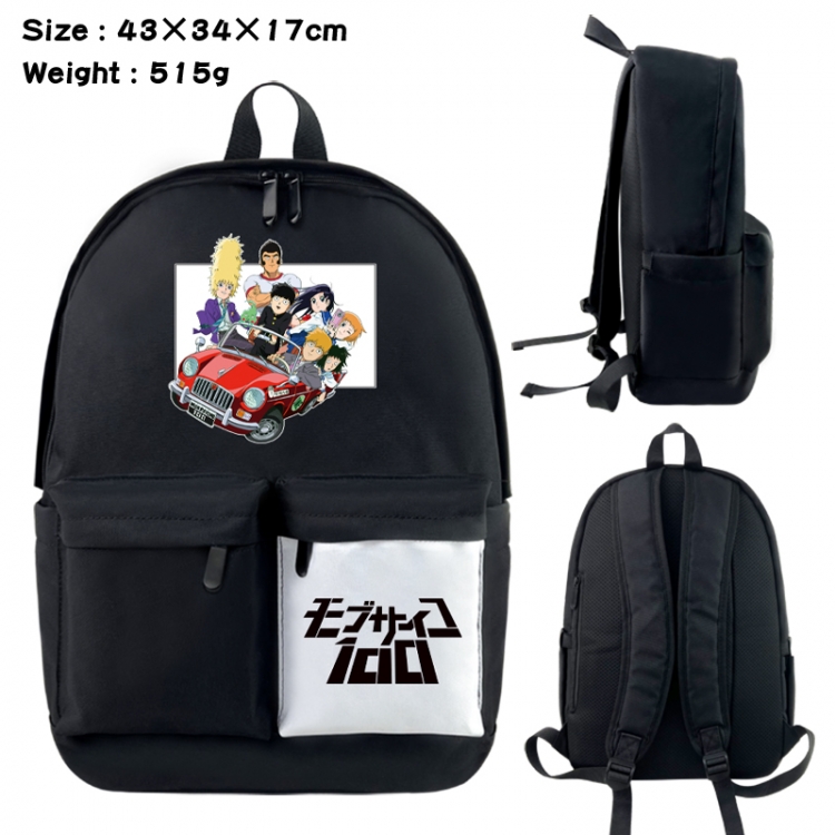 Mob Psycho 100 Anime black and white classic waterproof canvas backpack 43X34X17CM