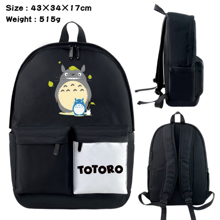 TOTORO Anime black and white classic waterproof canvas backpack 43X34X17CM