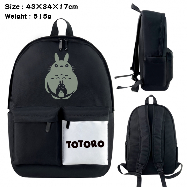 TOTORO Anime black and white classic waterproof canvas backpack 43X34X17CM