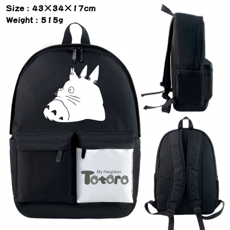 TOTORO Anime black and white classic waterproof canvas backpack 43X34X17CM