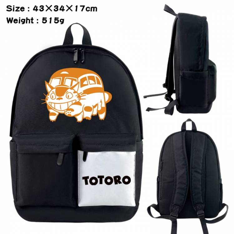 TOTORO Anime black and white classic waterproof canvas backpack 43X34X17CM