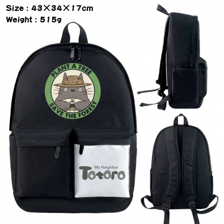 TOTORO Anime black and white classic waterproof canvas backpack 43X34X17CM