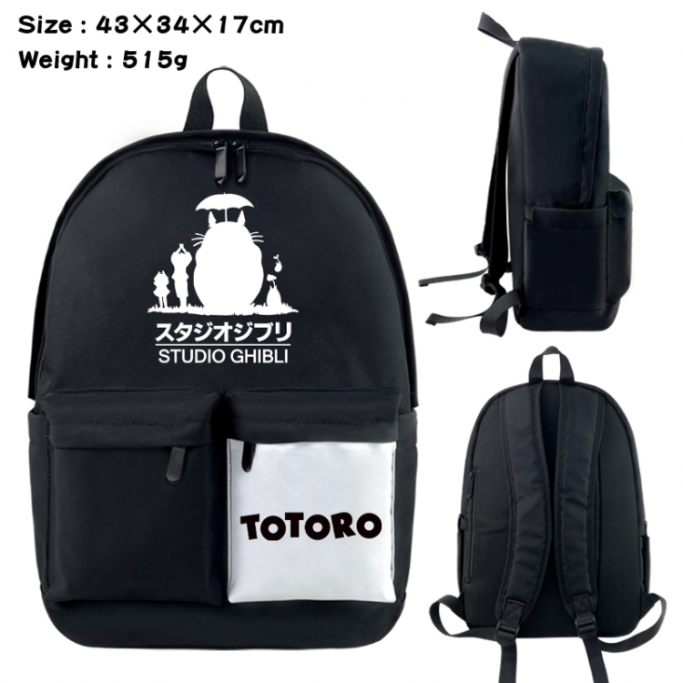 TOTORO Anime black and white classic waterproof canvas backpack 43X34X17CM