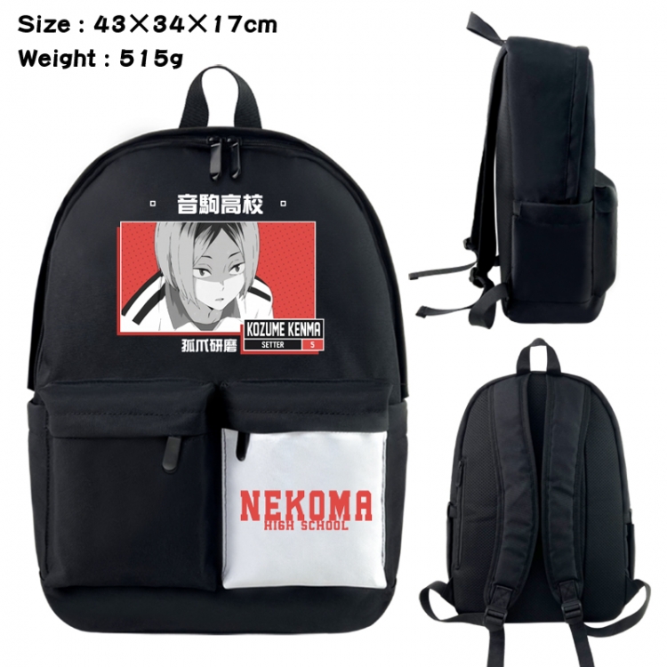 Haikyuu!! Anime black and white classic waterproof canvas backpack 43X34X17CM