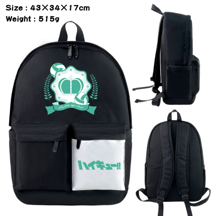 Haikyuu!! Anime black and white classic waterproof canvas backpack 43X34X17CM