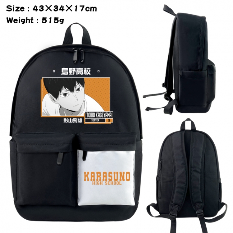 Haikyuu!! Anime black and white classic waterproof canvas backpack 43X34X17CM