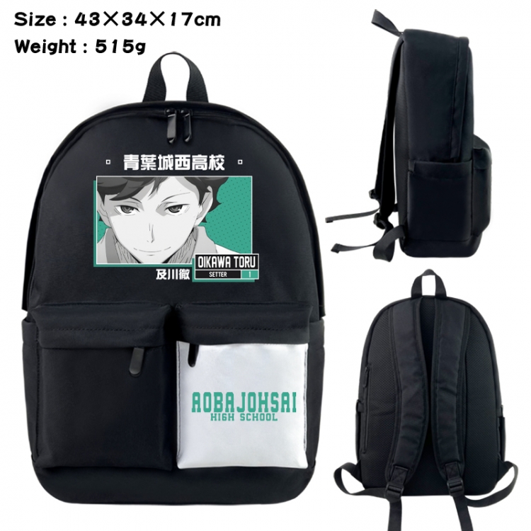 Haikyuu!! Anime black and white classic waterproof canvas backpack 43X34X17CM