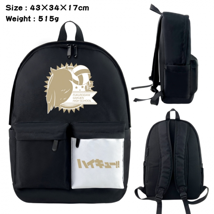 Haikyuu!! Anime black and white classic waterproof canvas backpack 43X34X17CM