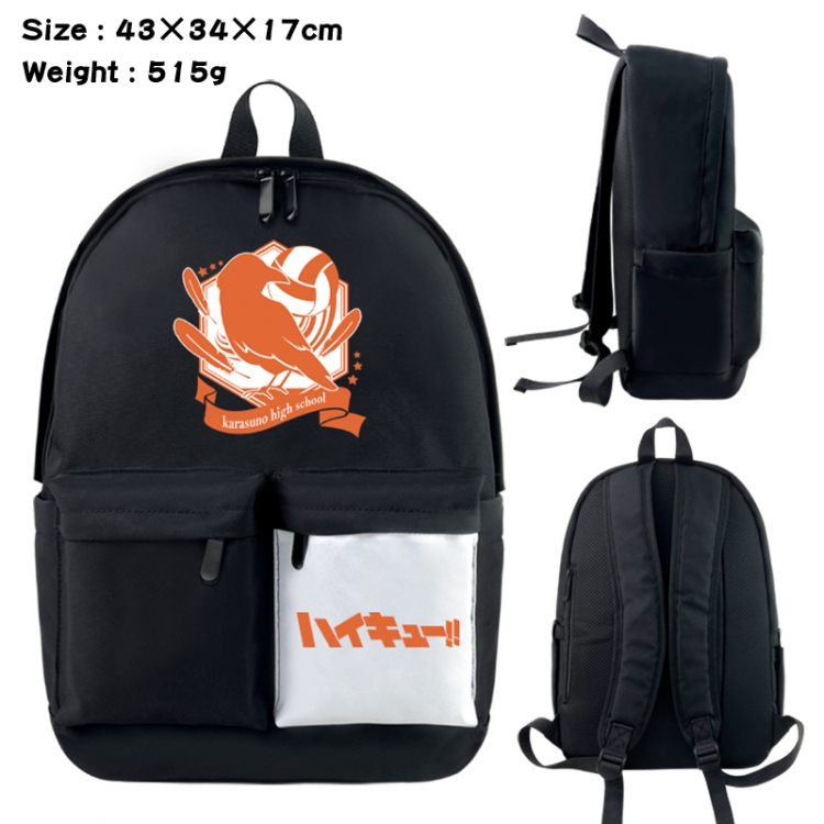 Haikyuu!! Anime black and white classic waterproof canvas backpack 43X34X17CM