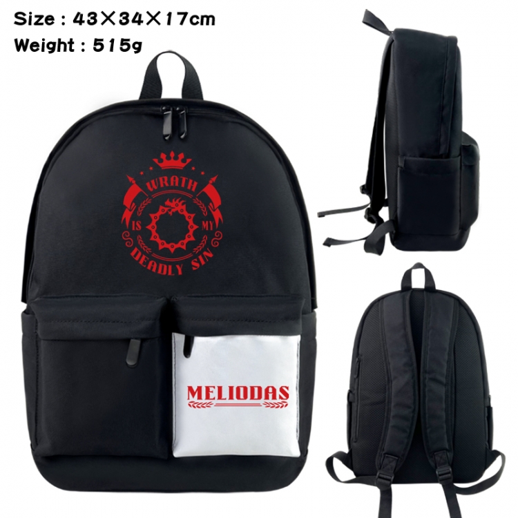 The Seven Deadly Sins Anime black and white classic waterproof canvas backpack 43X34X17CM