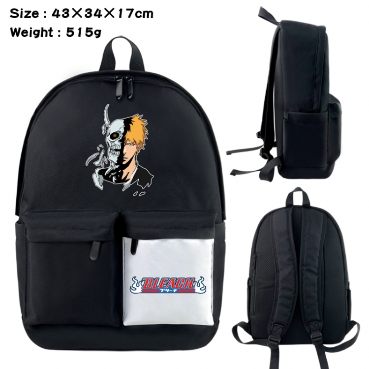 Bleach Anime black and white classic waterproof canvas backpack 43X34X17CM