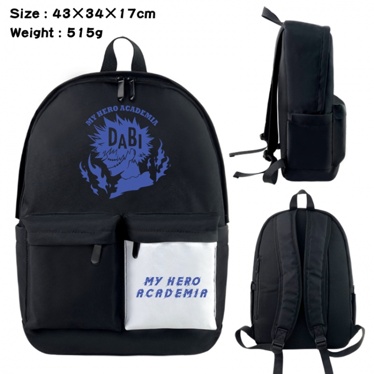 My Hero Academia Anime black and white classic waterproof canvas backpack 43X34X17CM