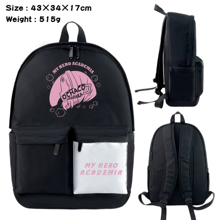 My Hero Academia Anime black and white classic waterproof canvas backpack 43X34X17CM