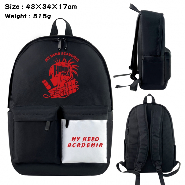 My Hero Academia Anime black and white classic waterproof canvas backpack 43X34X17CM