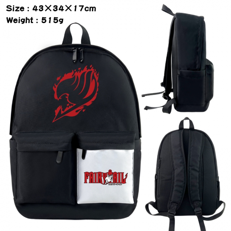 Fairy tail Anime black and white classic waterproof canvas backpack 43X34X17CM