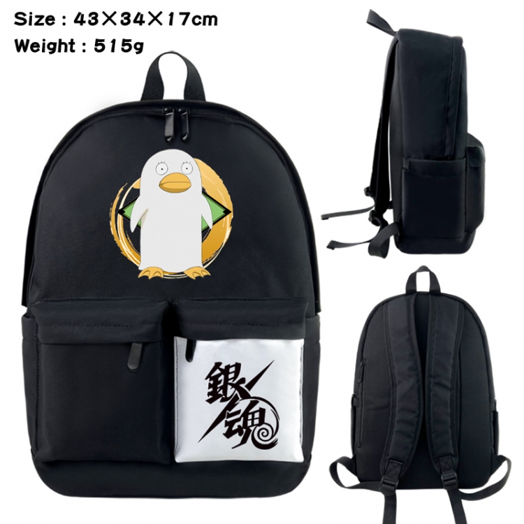 Gintama Anime black and white classic waterproof canvas backpack 43X34X17CM