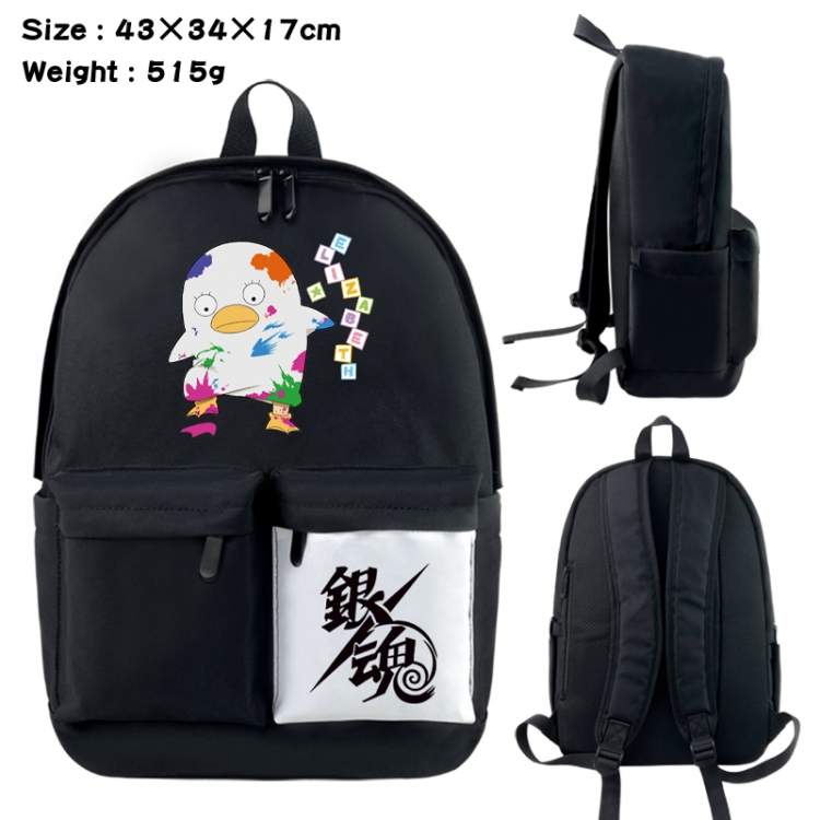 Gintama Anime black and white classic waterproof canvas backpack 43X34X17CM