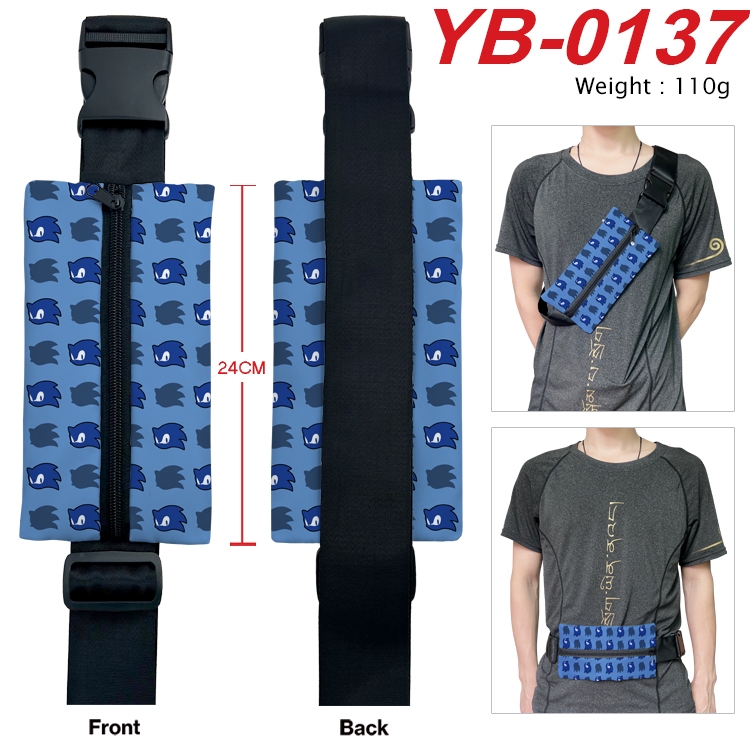 Sonic the Hedgehog Anime Canvas Shoulder Bag Chest Bag Waist Bag 110g  YB-0137