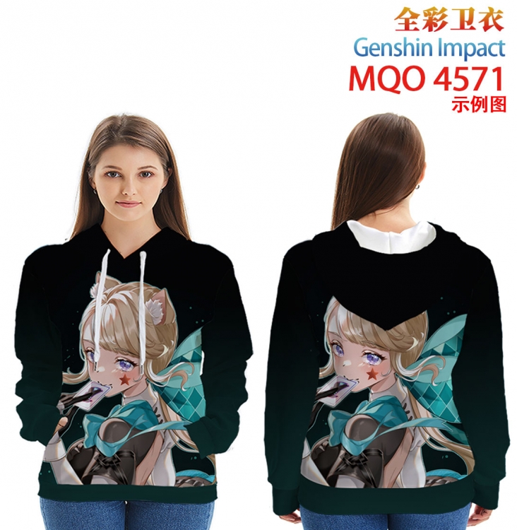 Genshin Impact Long Sleeve Hooded Full Color Patch Pocket Sweatshirt from XXS to 4XL MQO-4571-3