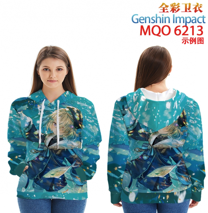 Genshin Impact Long Sleeve Hooded Full Color Patch Pocket Sweatshirt from XXS to 4XL MQO 6213