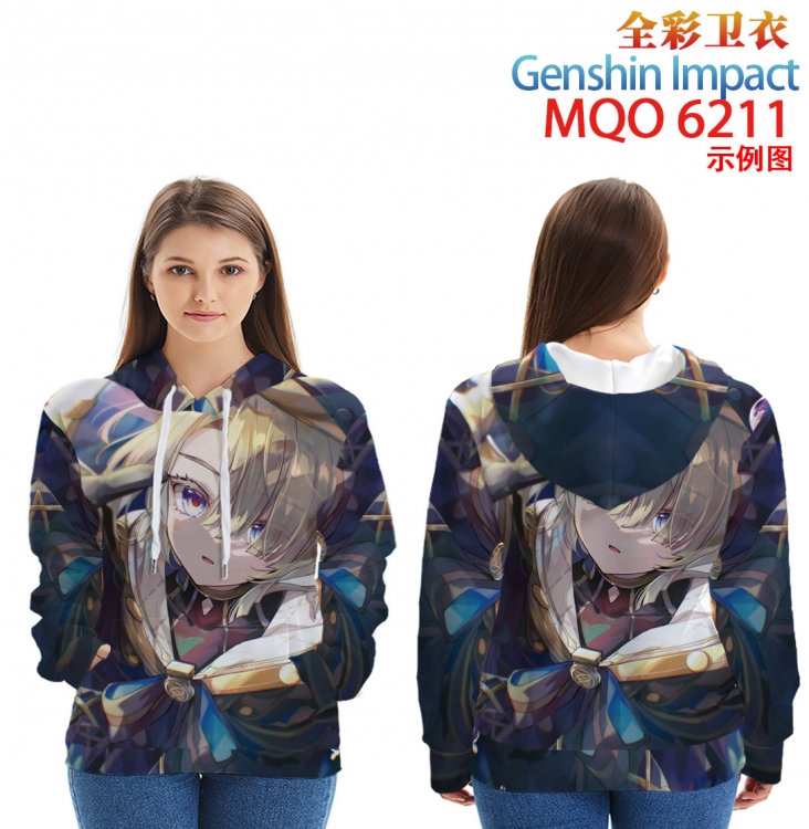 Genshin Impact Long Sleeve Hooded Full Color Patch Pocket Sweatshirt from XXS to 4XL MQO 6211