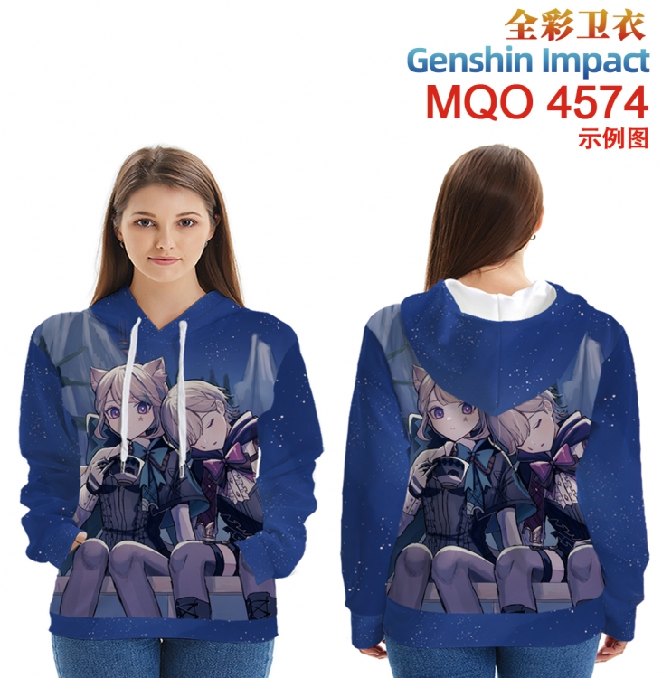 Genshin Impact Long Sleeve Hooded Full Color Patch Pocket Sweatshirt from XXS to 4XL MQO-4574-3