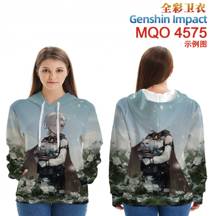 Genshin Impact Long Sleeve Hooded Full Color Patch Pocket Sweatshirt from XXS to 4XL MQO-4575-3