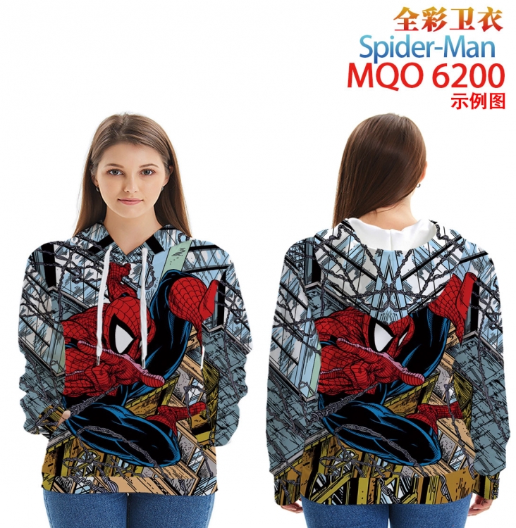 Spiderman Long Sleeve Hooded Full Color Patch Pocket Sweatshirt from XXS to 4XL