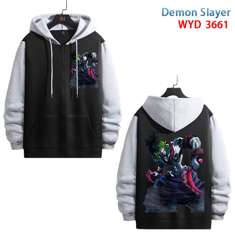 Demon Slayer Kimets Anime black contrast gray pure cotton zipper patch pocket sweater from S to 3XL  WYD-3661-3
