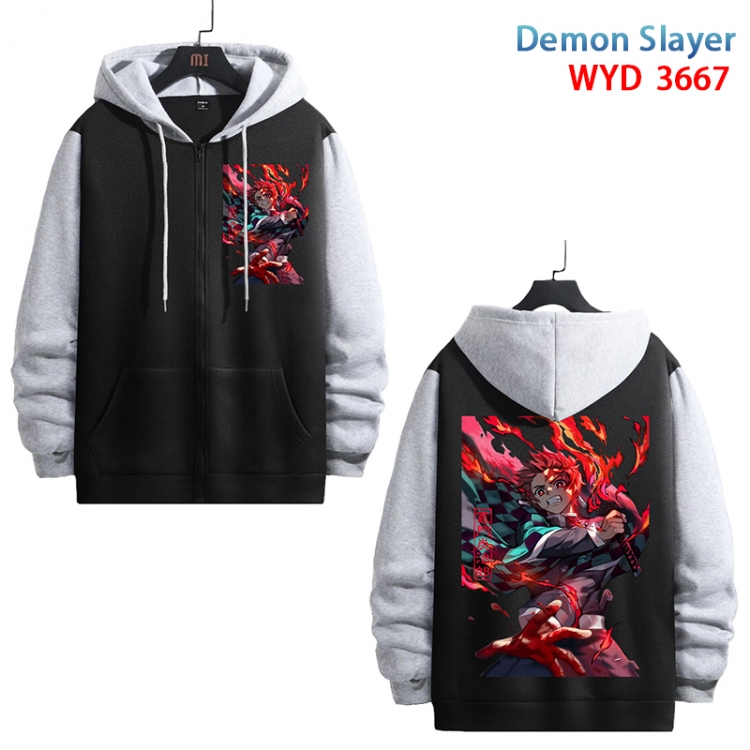 Demon Slayer Kimets Anime black contrast gray pure cotton zipper patch pocket sweater from S to 3XL  WYD-3667-3