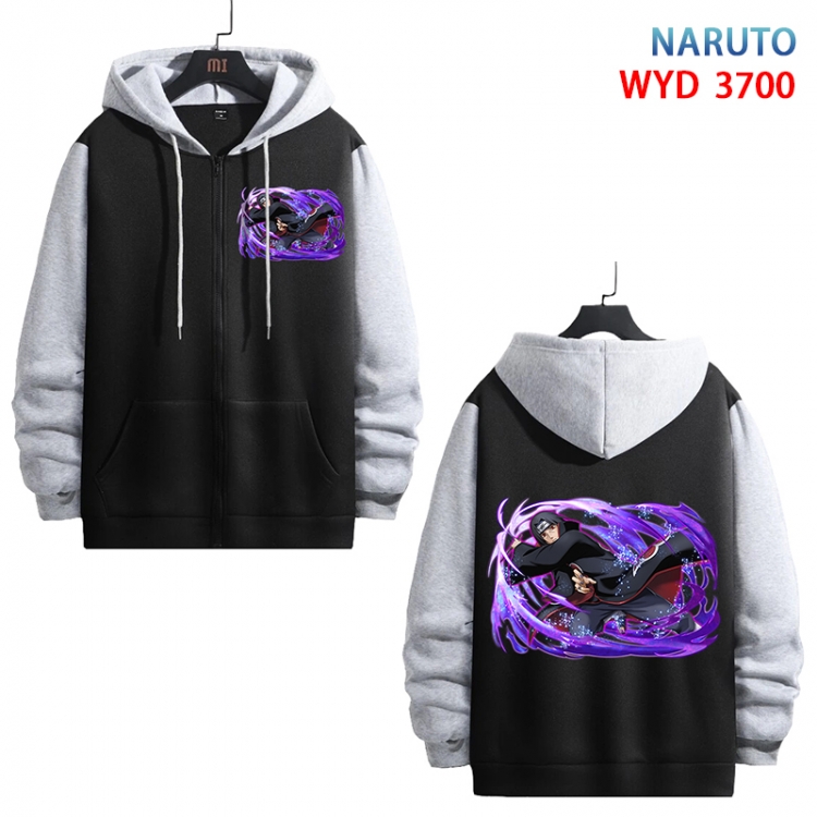 Naruto Anime black contrast gray pure cotton zipper patch pocket sweater from S to 3XL WYD-3700-3