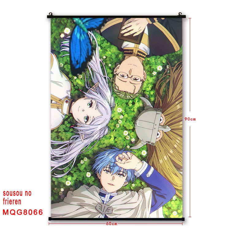 Frieren: Beyond Journeys End Anime black Plastic rod Cloth painting Wall Scroll 60X90CM MQG-8066