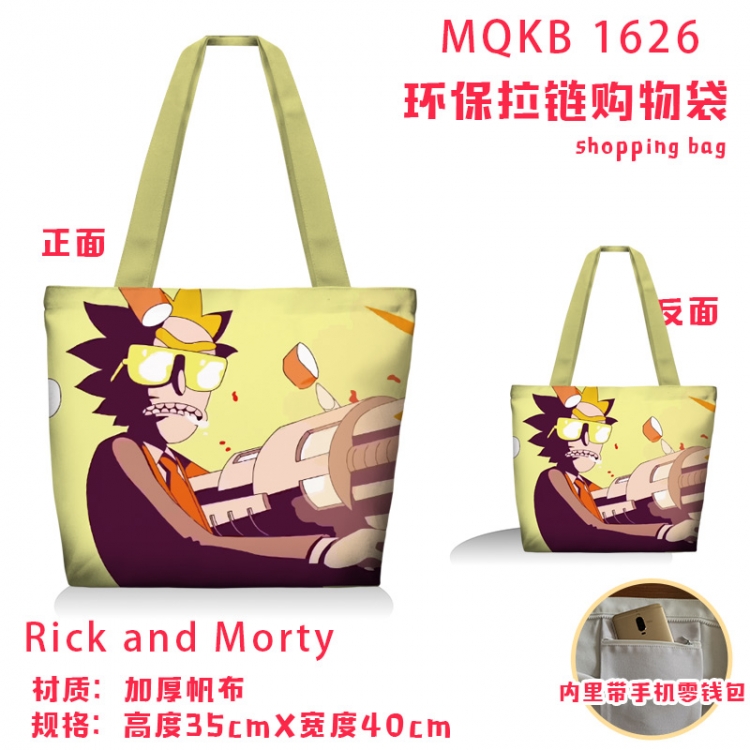 Rick and Morty Anime cartoon canvas shoulder bag student crossbody bag 35x40cm MQKB-1626