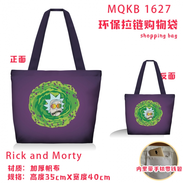 Rick and Morty Anime cartoon canvas shoulder bag student crossbody bag 35x40cm MQKB-1627