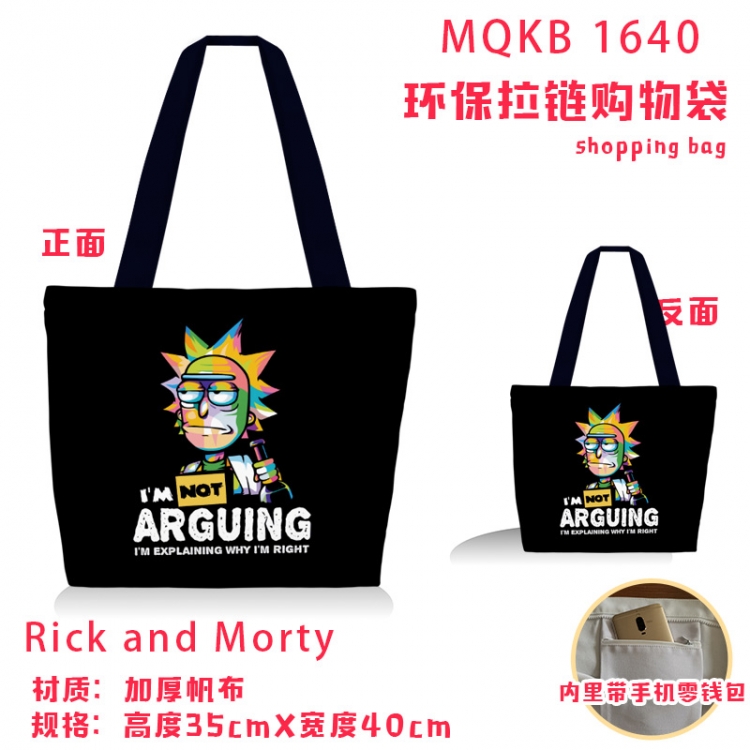 Rick and Morty Anime cartoon canvas shoulder bag student crossbody bag 35x40cm MQKB-1640