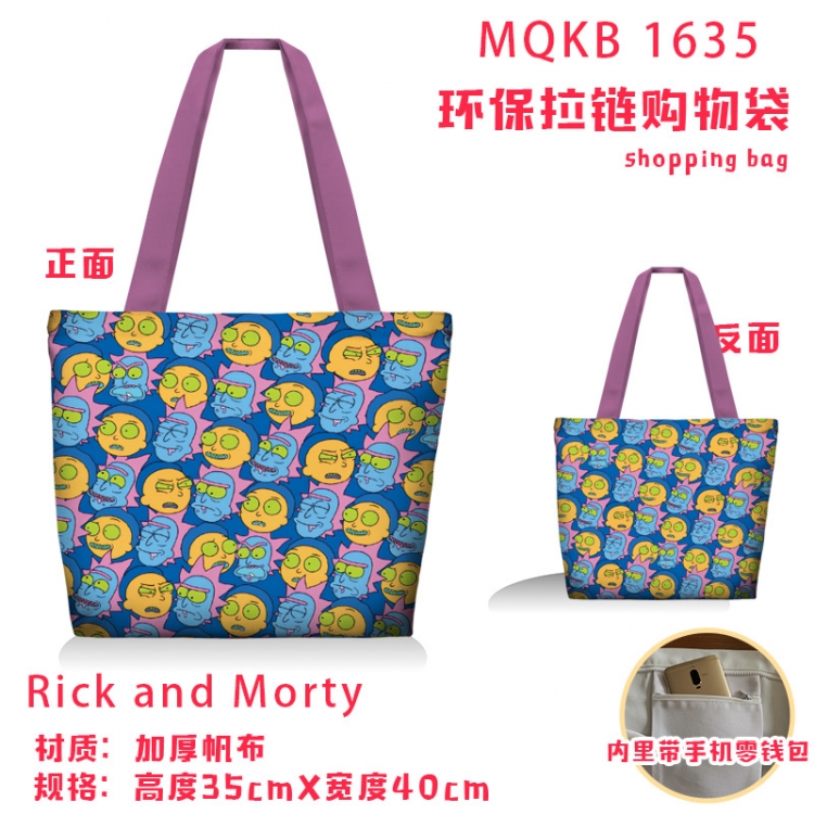 Rick and Morty Anime cartoon canvas shoulder bag student crossbody bag 35x40cm  MQKB-1635