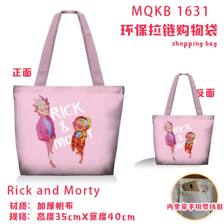 Rick and Morty Anime cartoon canvas shoulder bag student crossbody bag 35x40cm MQKB-1631