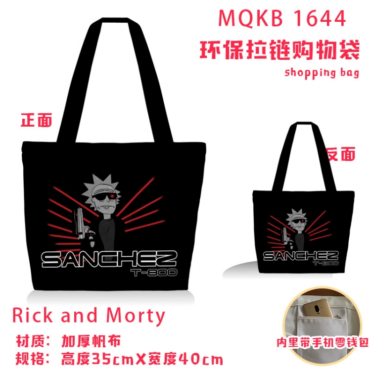 Rick and Morty Anime cartoon canvas shoulder bag student crossbody bag 35x40cm MQKB-1644