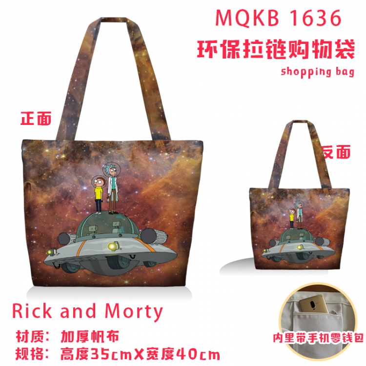Rick and Morty Anime cartoon canvas shoulder bag student crossbody bag 35x40cm  MQKB-1636