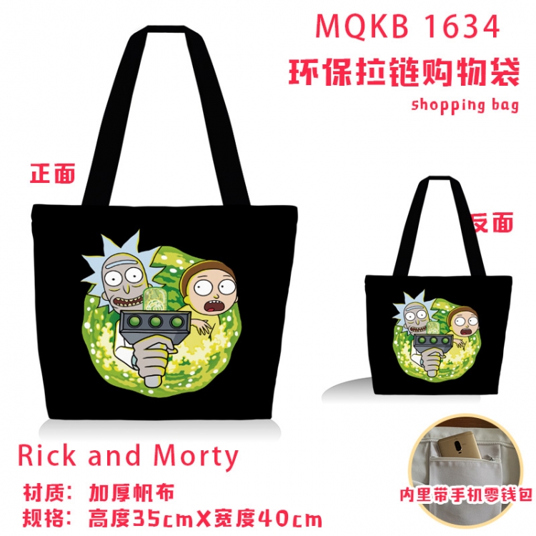 Rick and Morty Anime cartoon canvas shoulder bag student crossbody bag 35x40cm  MQKB-1634