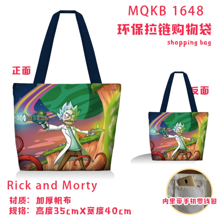 Rick and Morty Anime cartoon canvas shoulder bag student crossbody bag 35x40cm MQKB-1648