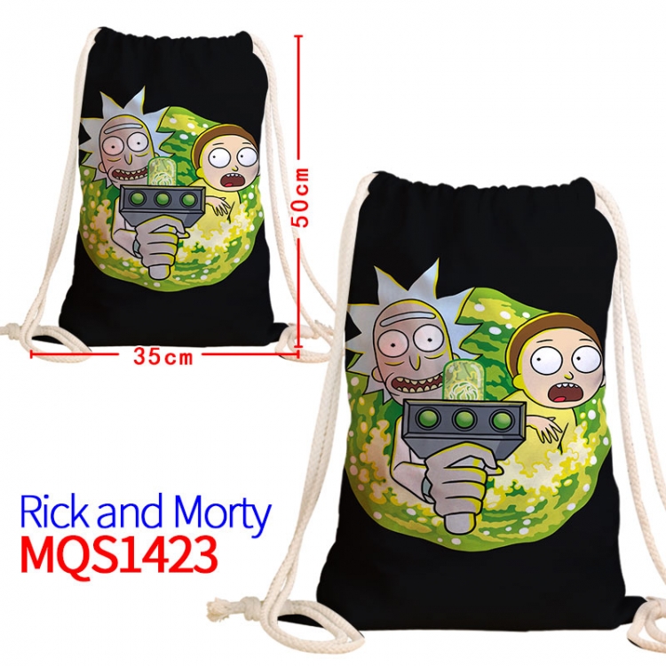 Rick and Morty Canvas drawstring pocket backpack 50x35cm MQS-1423