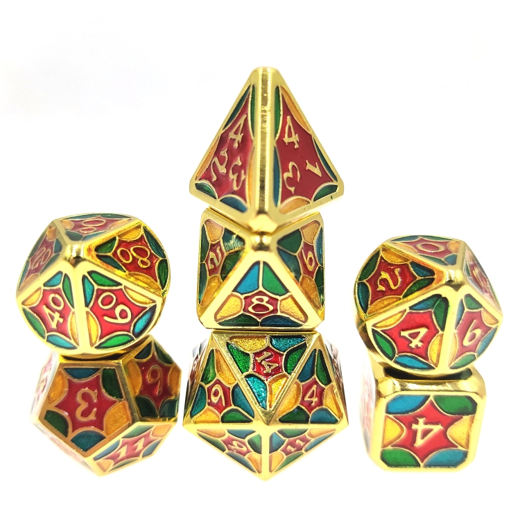 Mesh style Zinc alloy metal entertainment dice board game tools iron box packaging   a set of 7  HYX-076