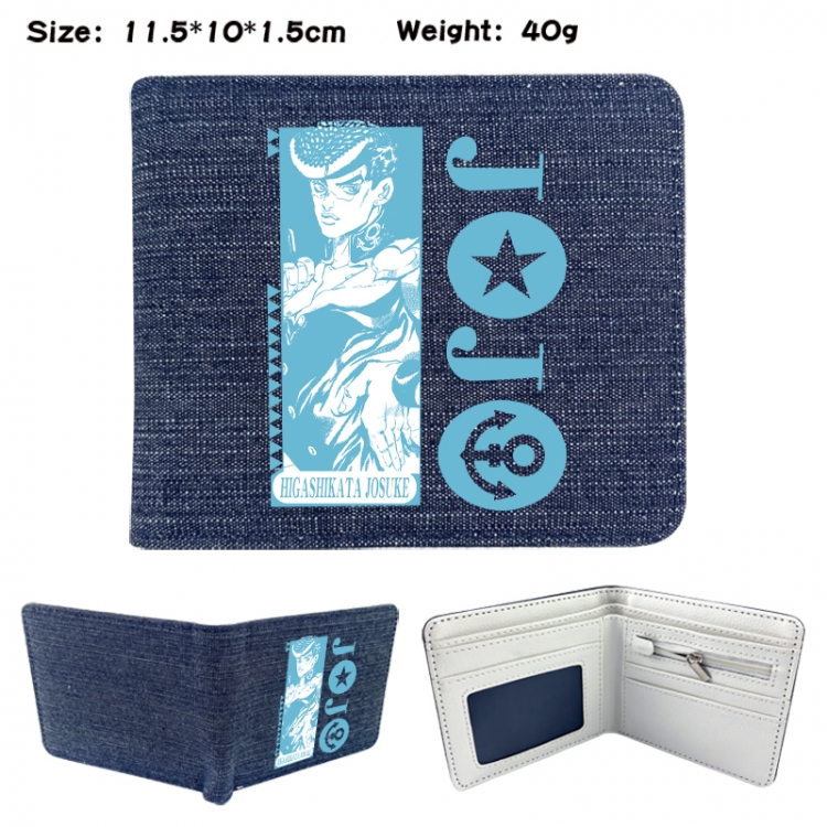 JoJos Bizarre Adventure Anime denim folding full-color wallet 11.5X10X1.5CM