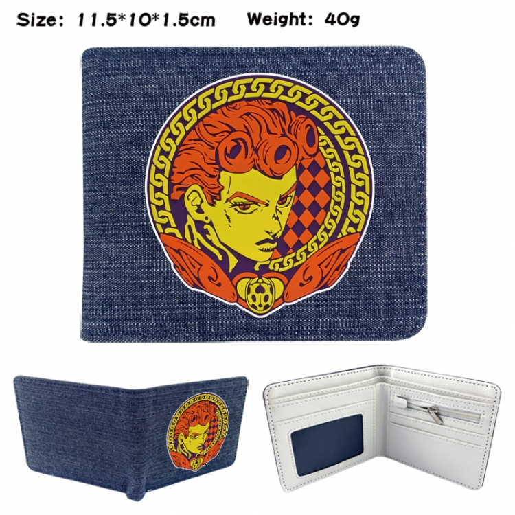 JoJos Bizarre Adventure Anime denim folding full-color wallet 11.5X10X1.5CM