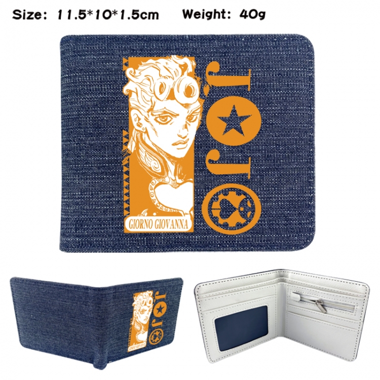 JoJos Bizarre Adventure Anime denim folding full-color wallet 11.5X10X1.5CM