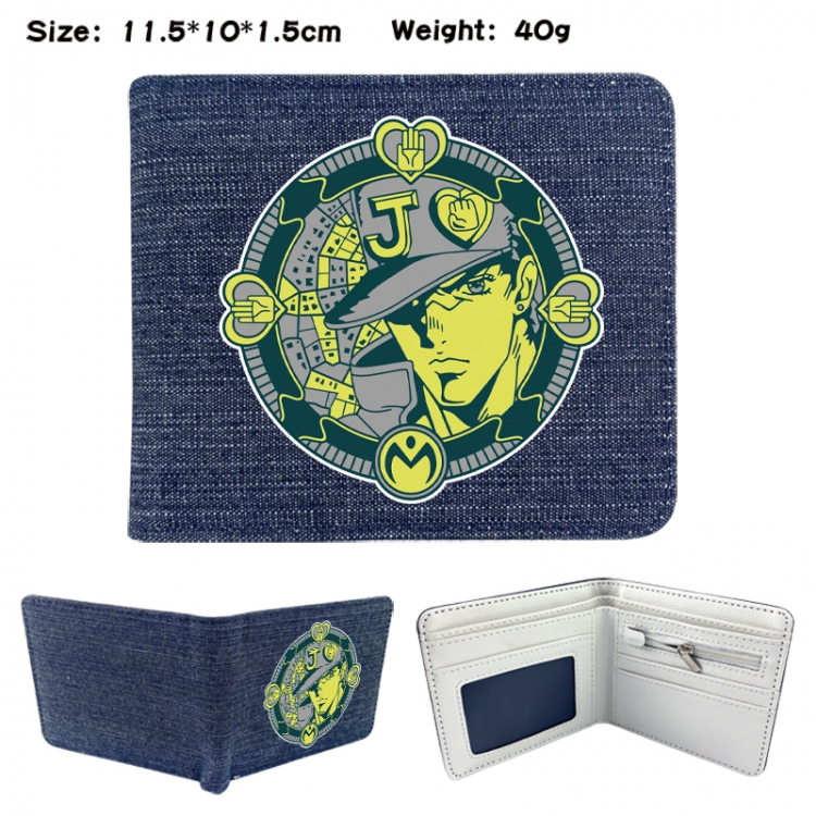 JoJos Bizarre Adventure Anime denim folding full-color wallet 11.5X10X1.5CM