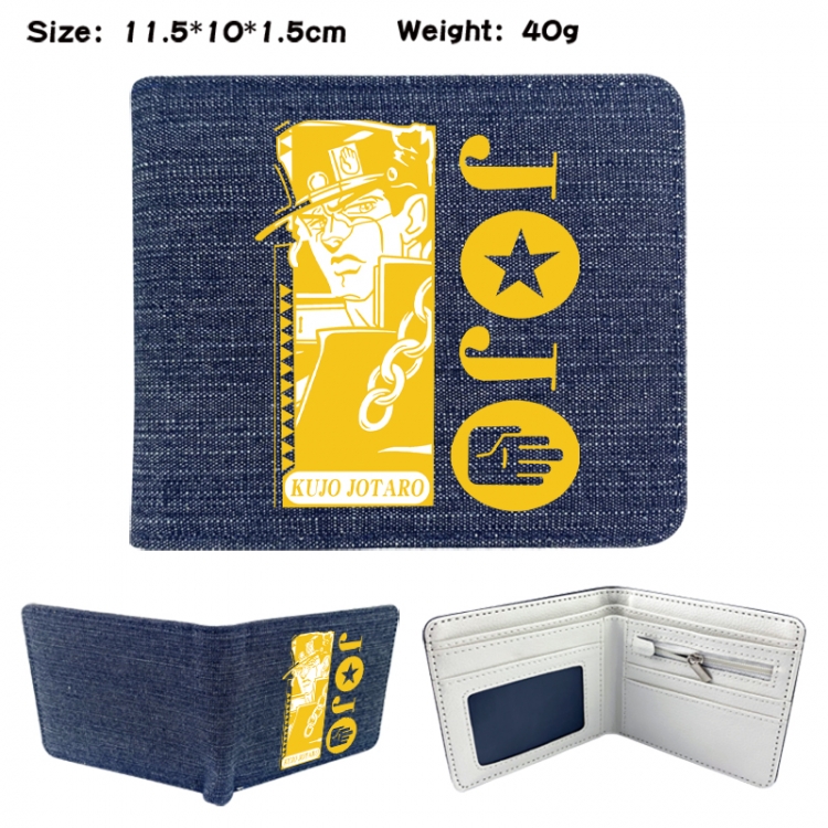 JoJos Bizarre Adventure Anime denim folding full-color wallet 11.5X10X1.5CM